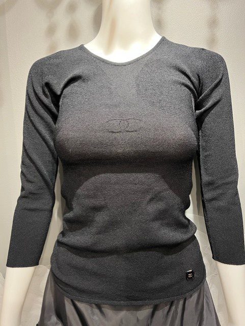 Chanel Signature Logo Black Sweater - The Boutique With a Mission.